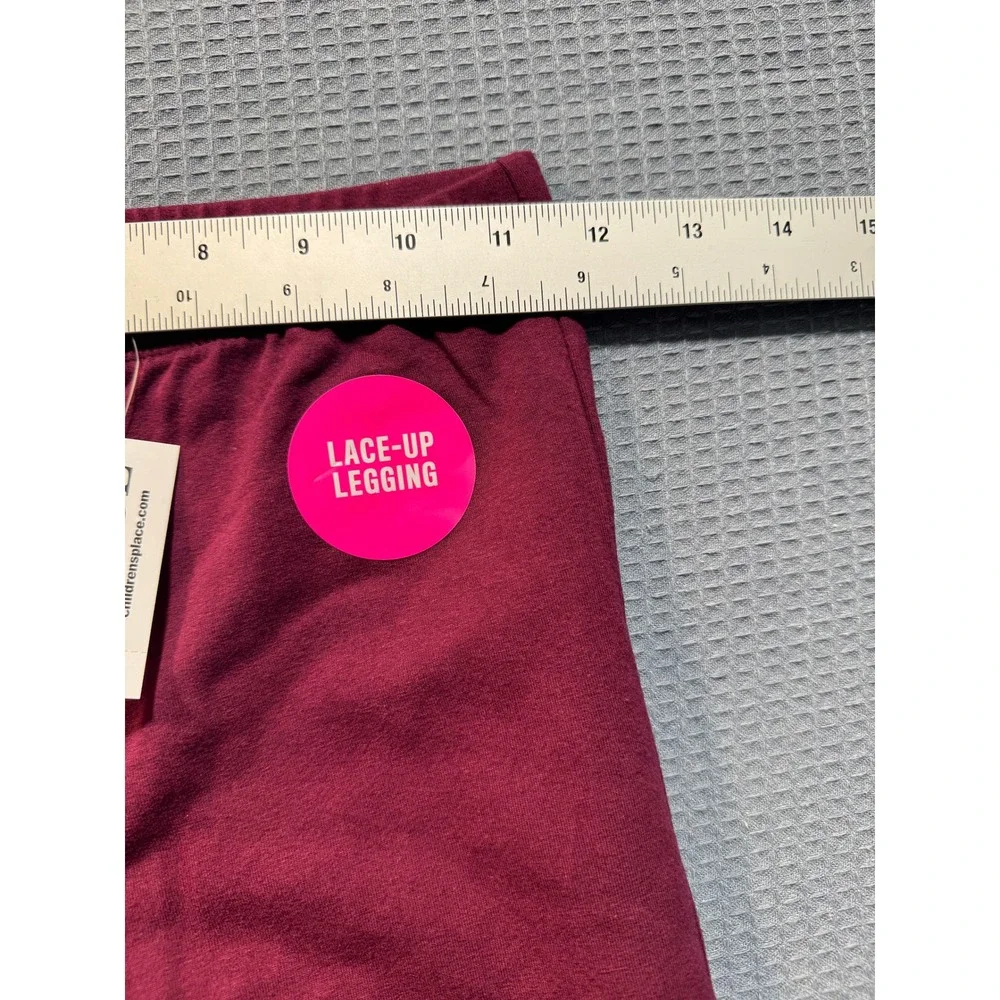 The Childrens Place Lace-Up Legging Girls L 10/12 Sugar Beet Burgundy